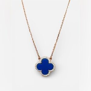 Rachel Zoe 18K Gold Plated Blue Stone Clover Necklace | 925 Sterling Silver